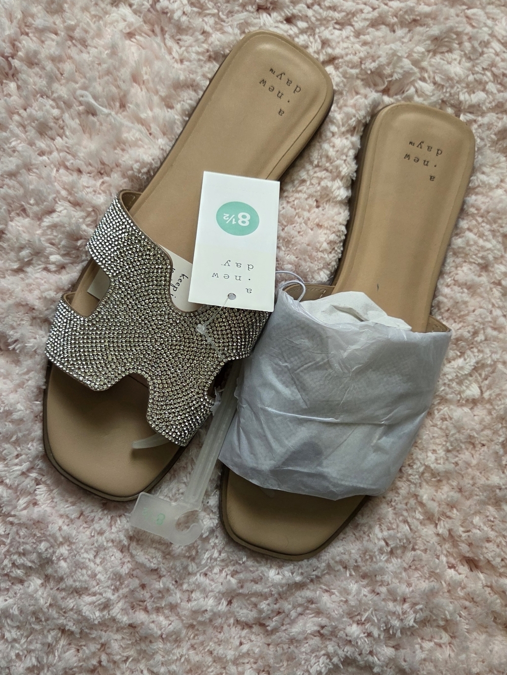 A new Day 8.5 Crystal Embellished Slip-On Sandal - Nude - Picture 6 of 7